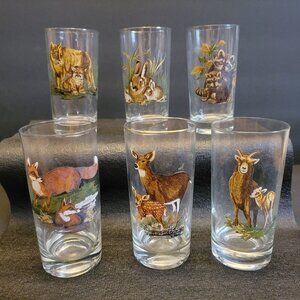 West Virgina Glass West Virginia Wildlife Woodland Animals 11oz Glass Set Of 6